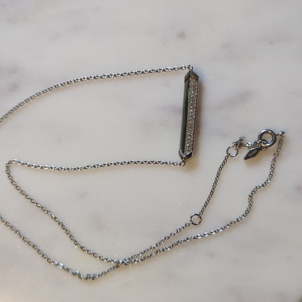 Fossil Chevron Pave Necklace Silver